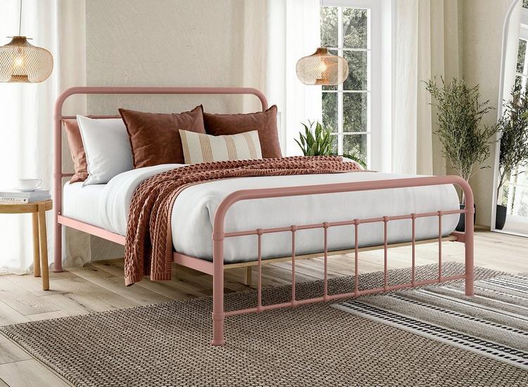 abbey-pink-metal-bed-frame-white-brown