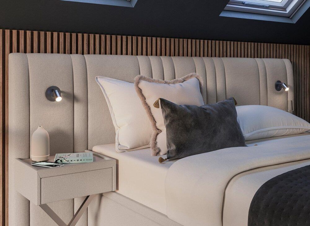 Madison Upholstered Ottoman Bed Frame with Bedside Tables