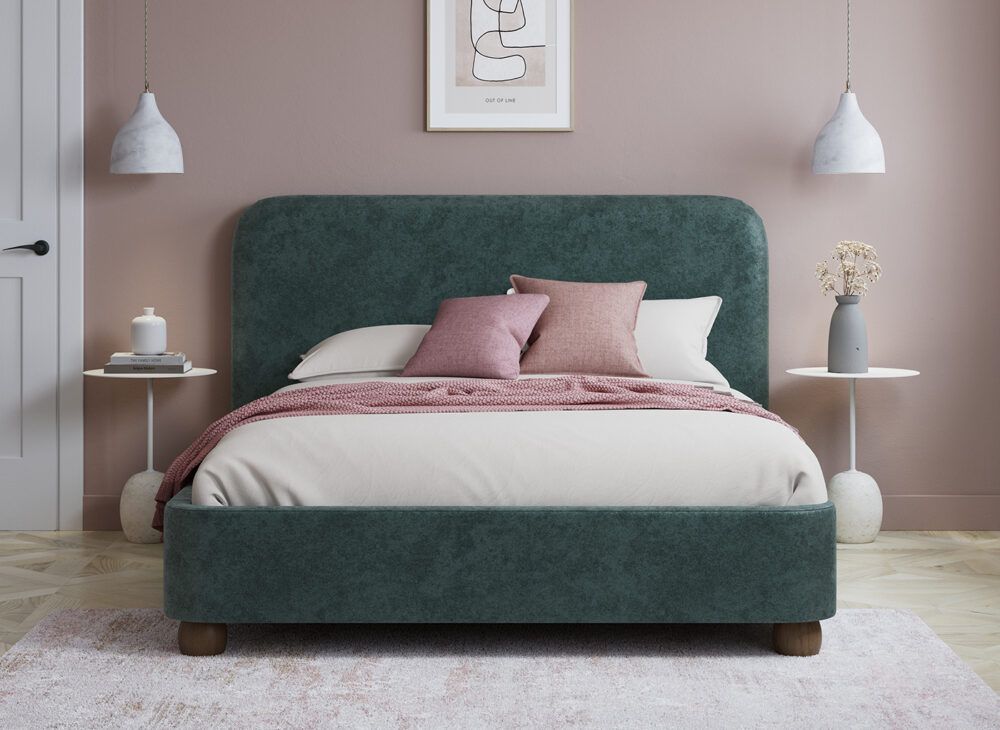 Cosmopolitan Quick Build Platform Bed Frame in jade - front angle