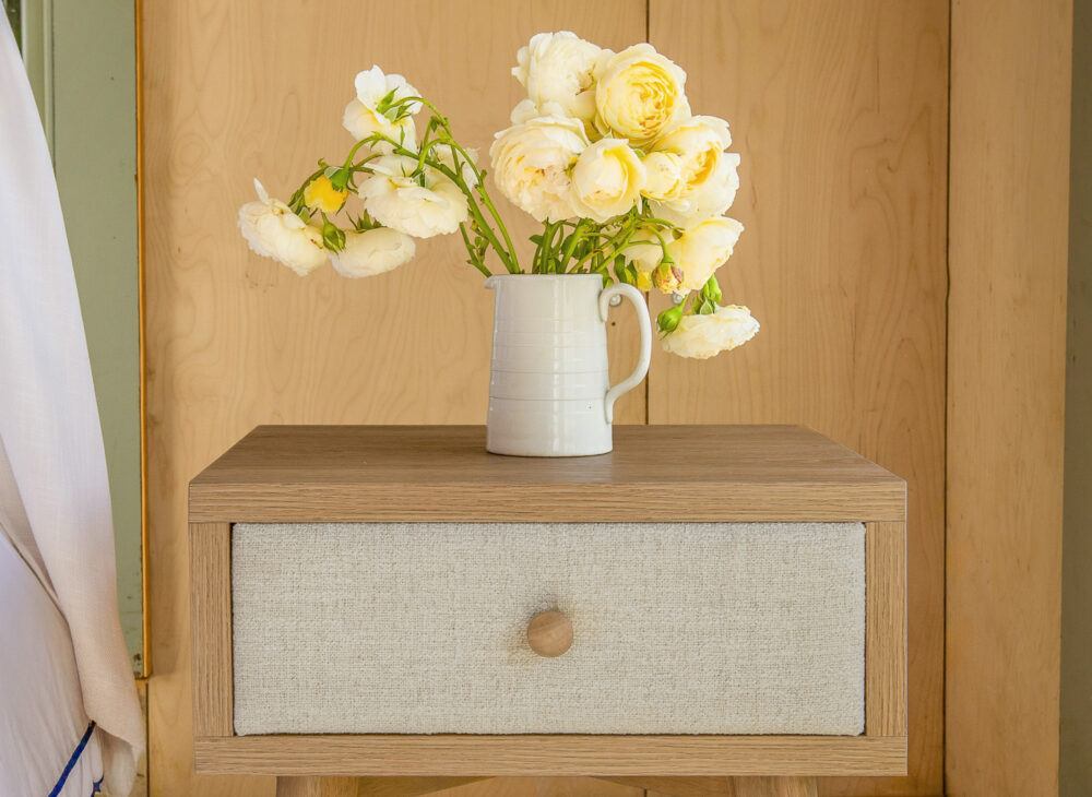 Sophie Conran Arbor bedside table in wood and linen finish
