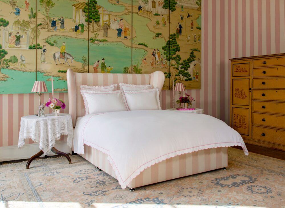 Sophie Conran Celeste divan bed in Blush Ivory stripe