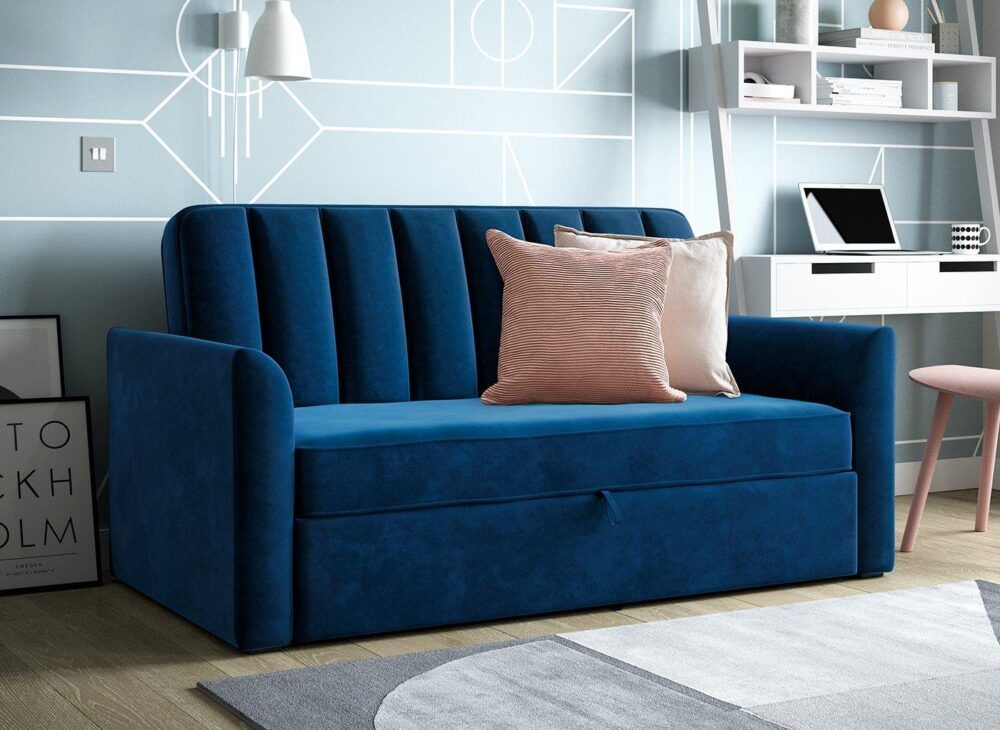 Hazel 2-Seater Pull-out sofa bed in navy blue