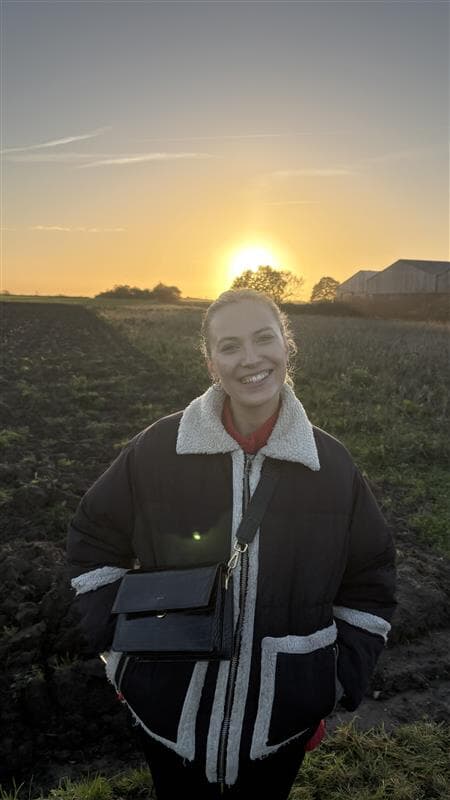 Ellie Holden, Dreams PR Executive, at Harrison Spinks' Flaxby farm