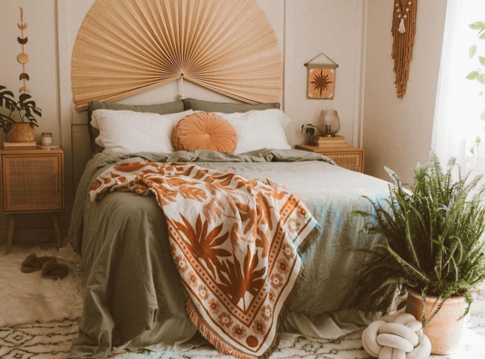 Boho sage green bedroom ideas