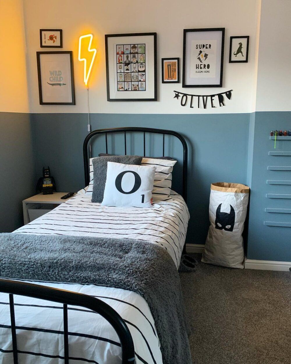 Black metal Westbrook single bed in kid's teenage bedroom