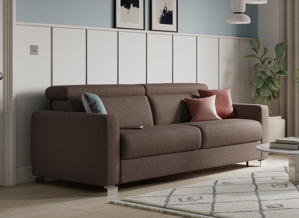 TEMPUR Altamura™ 3-Seater Fold Out Sofa Bed in brown