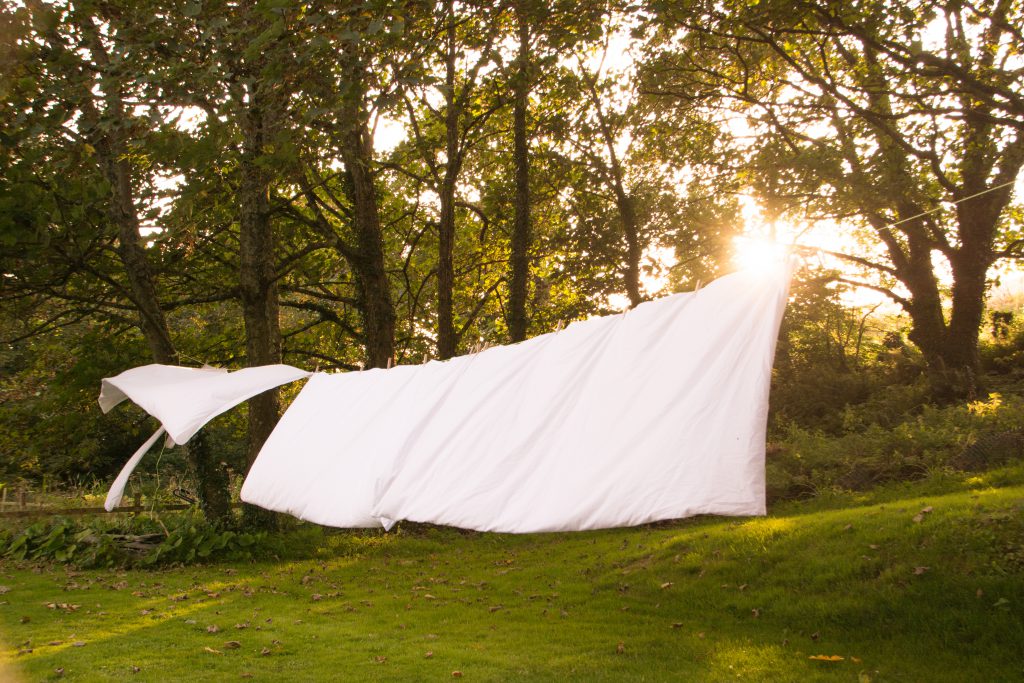 Sheets hung out to dry