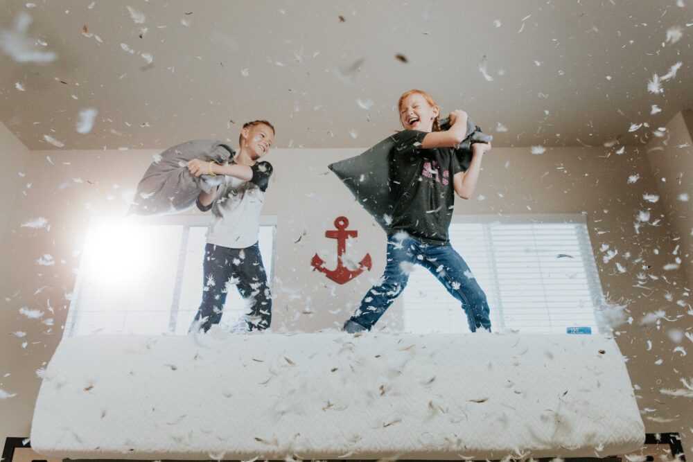 Children having a pillow fight