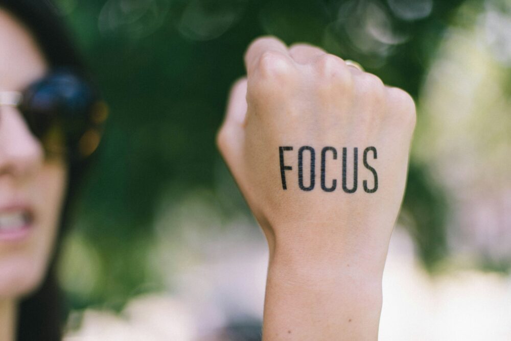 Focus stamped on hand
