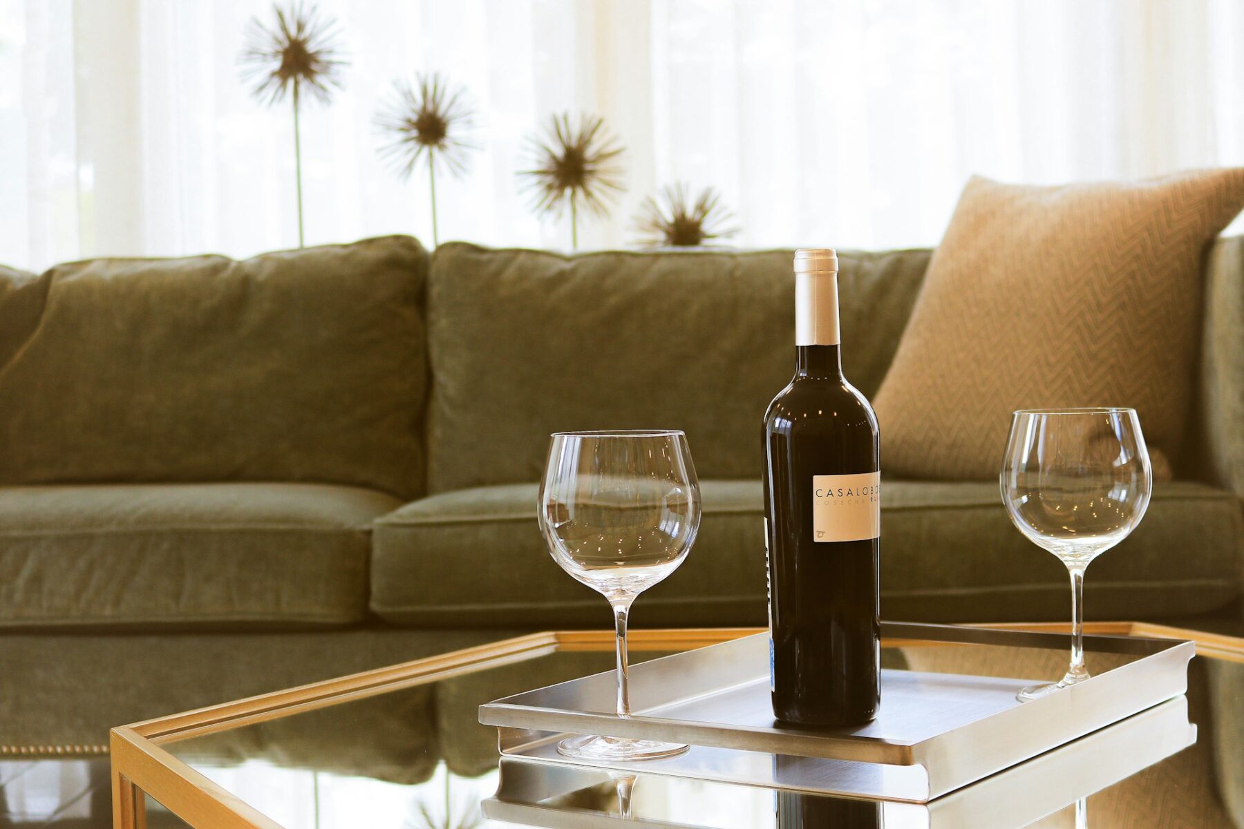 Wine in the living room.