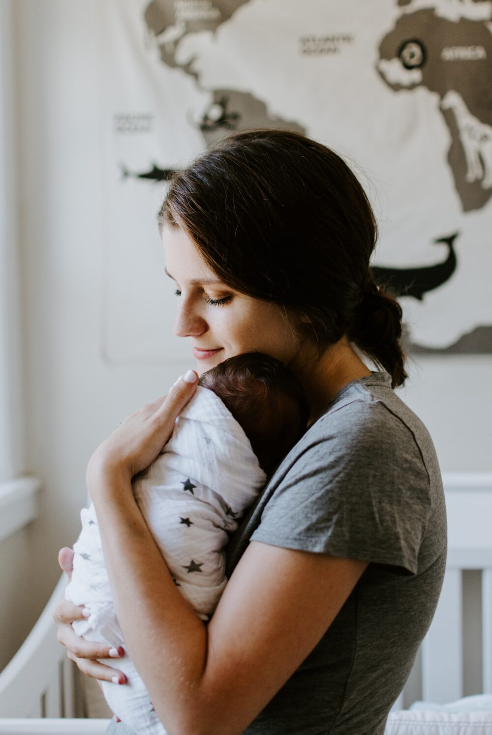 Mum holding baby