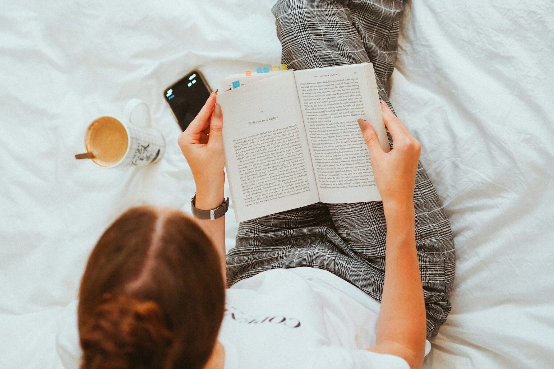Read in bed with cup of tea