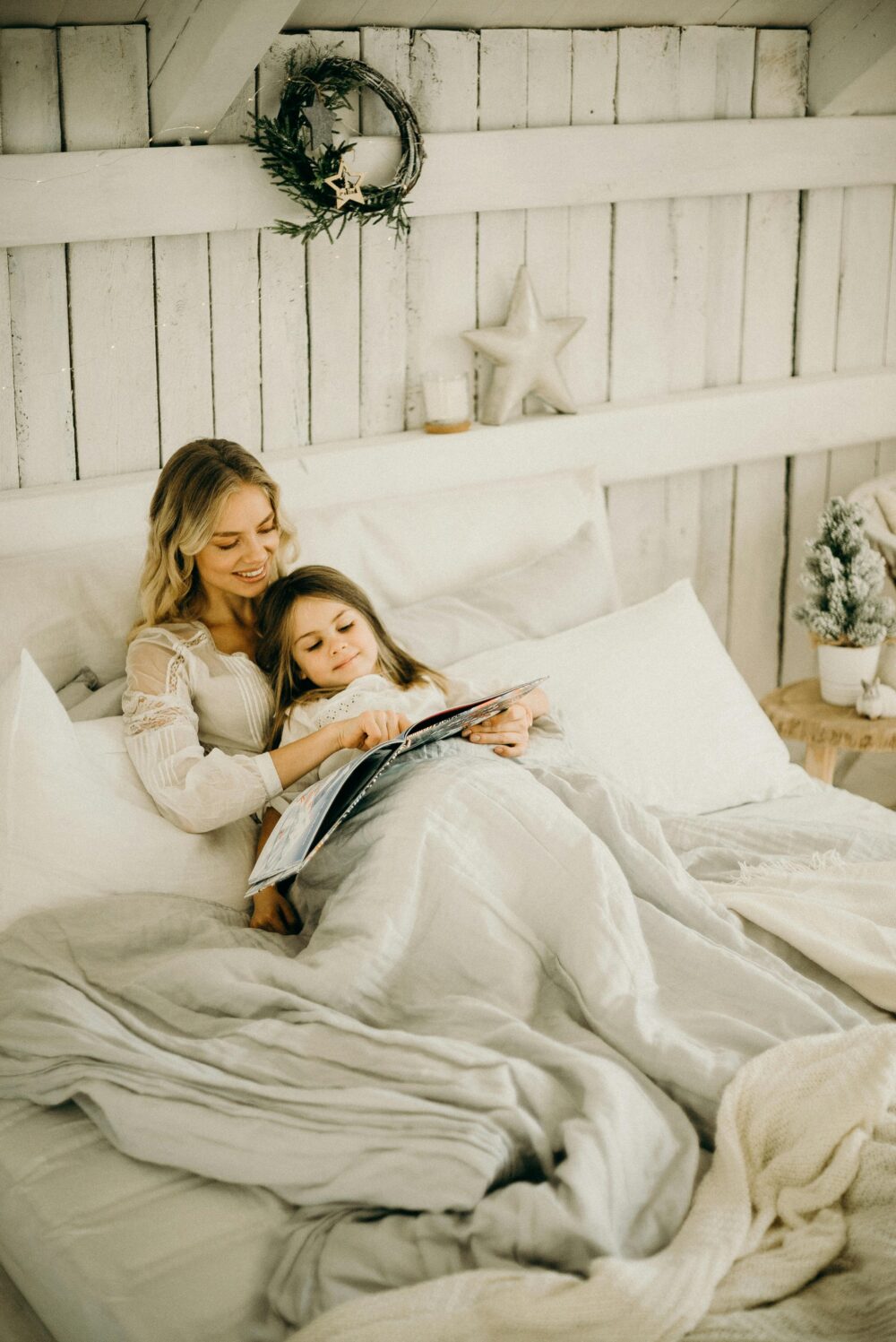 Mother reading bedtime story