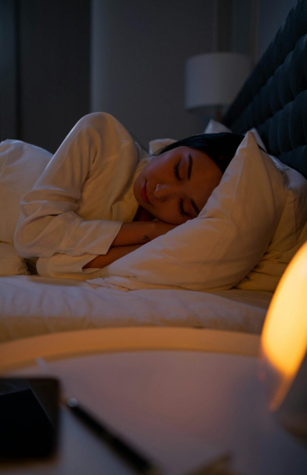 Woman sleeping on side