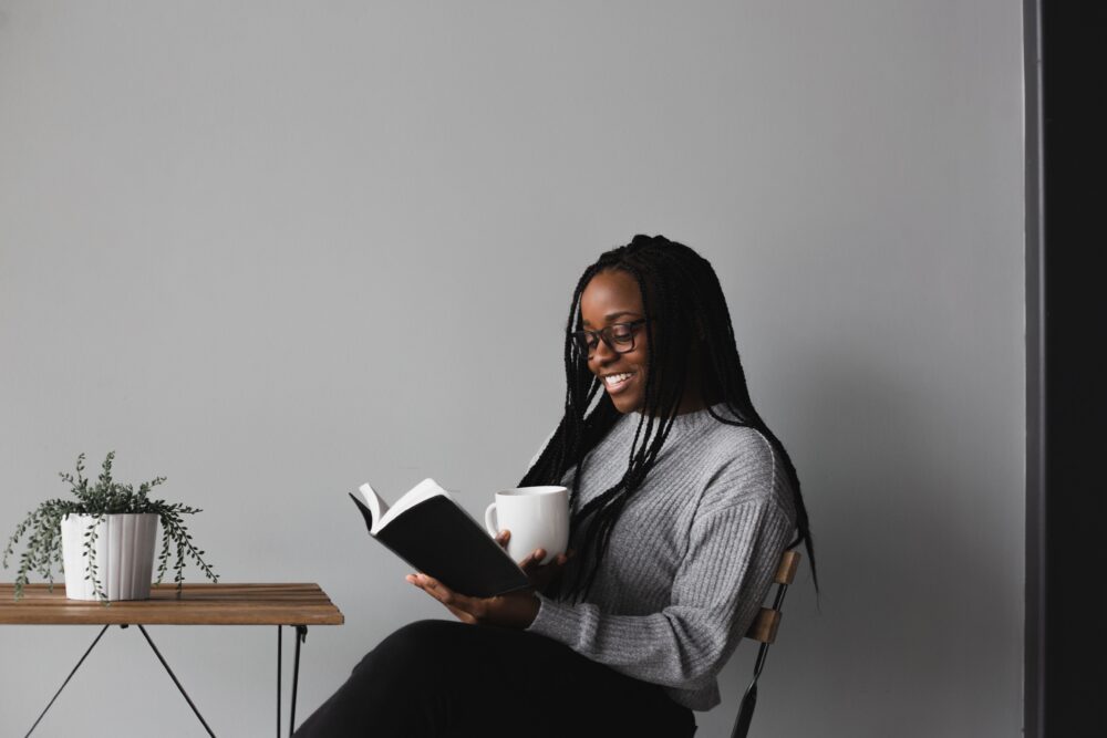 woman reading a book