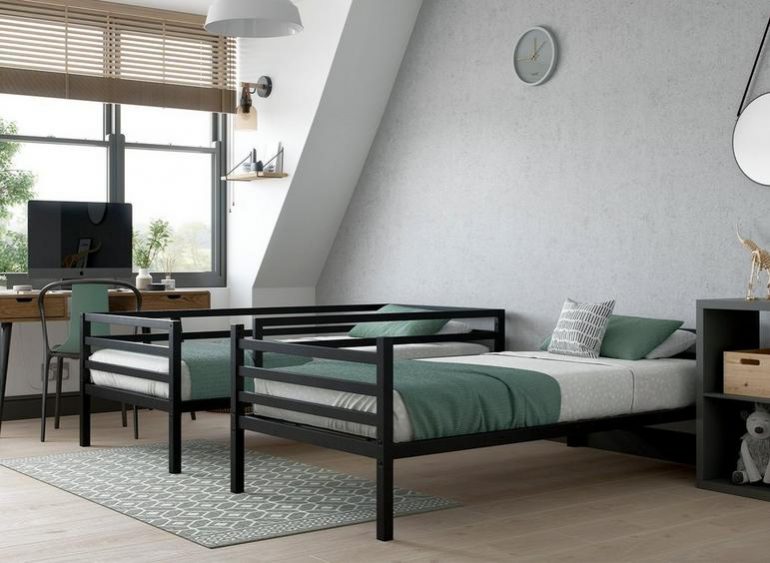 Dreams Saturn Metal Bed with bedroom office setup