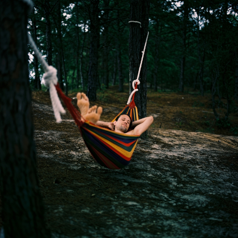 man in hammock sleep talking