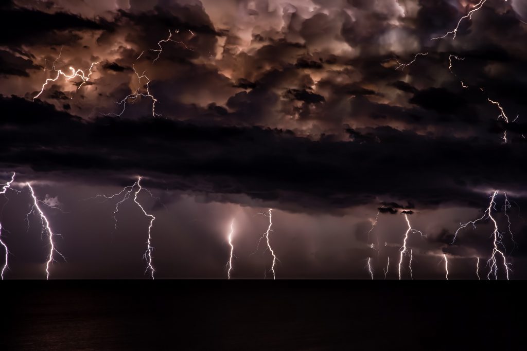 dark sky and lightning