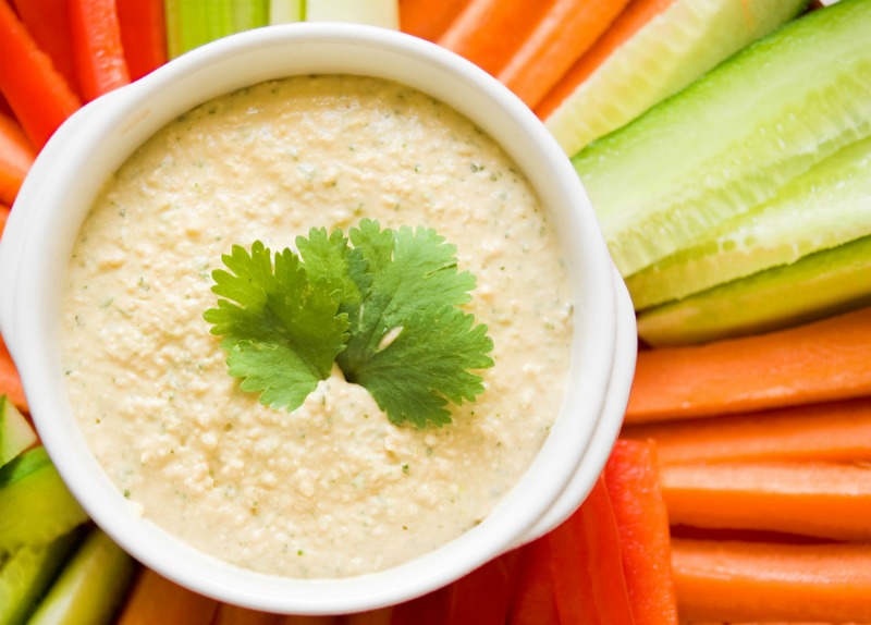 vegetables and hummus - healthy late night snacks
