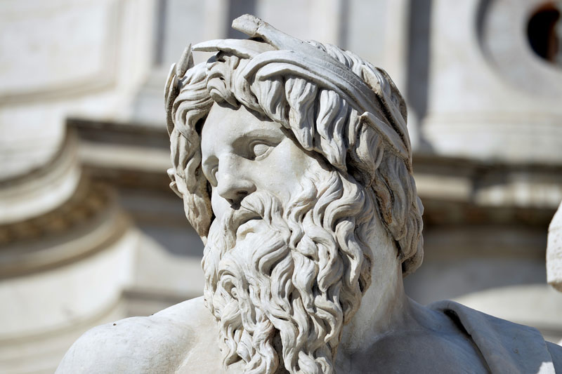 Statue of Zeus, Navona Square, Rome, Italy. The Sleep Matters Club.